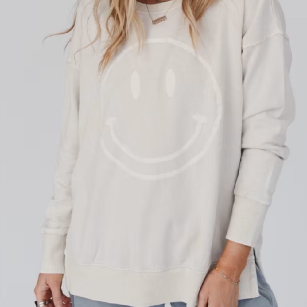 Three Bird Nest Cream Smiley Sweatshirt